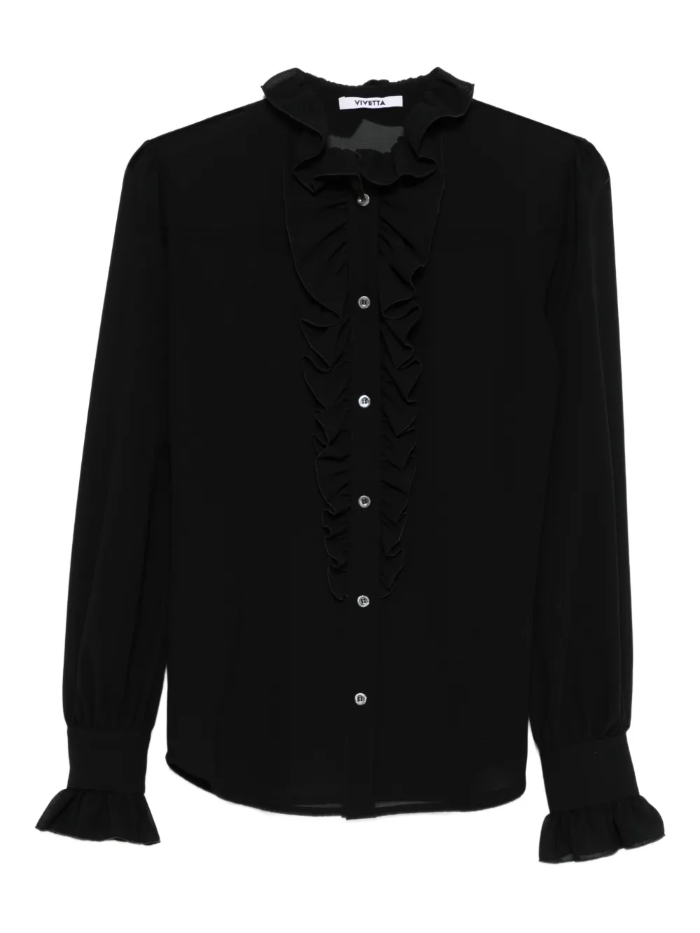 

Блузка с оборками и высоким воротником Vivetta, черный