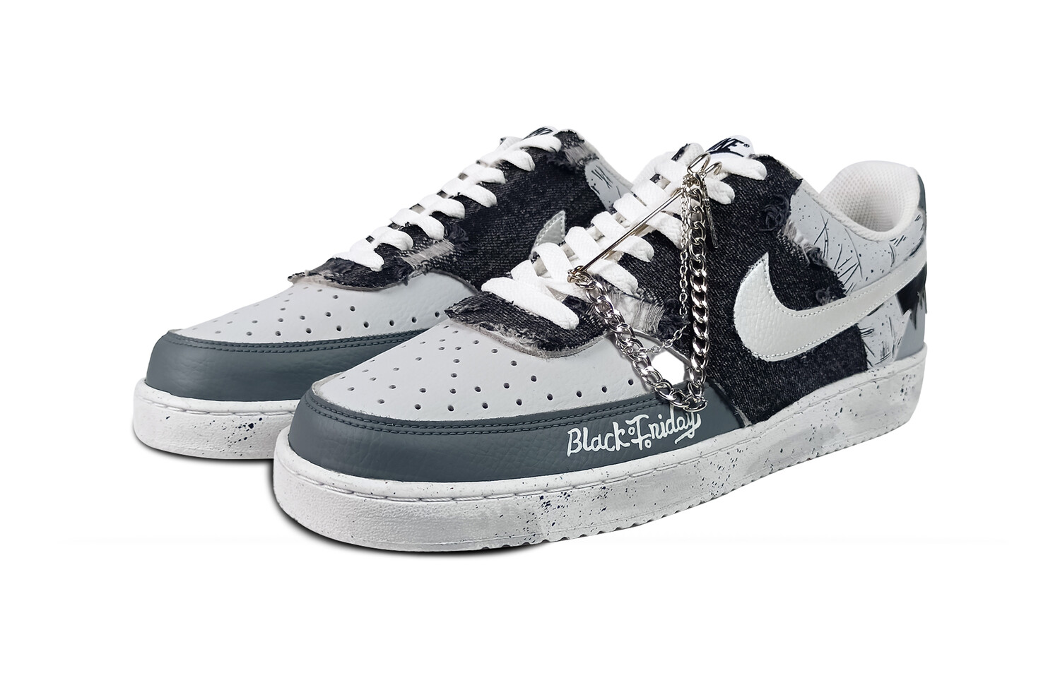

Кроссовки Nike Court Vision 1 Skateboarding Shoes Women's Low-top Gray, темно-синий
