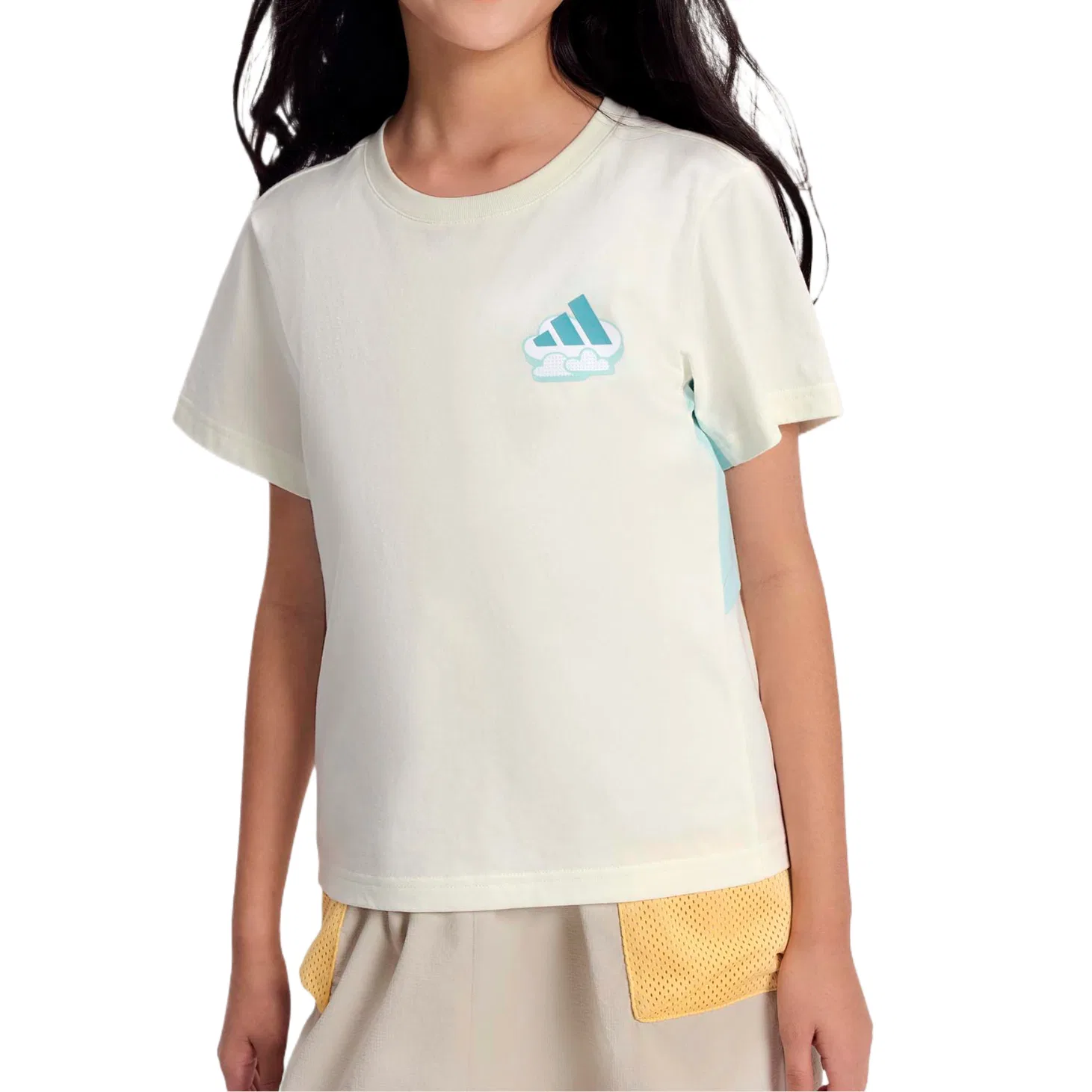 Детская футболка с круглым вырезом Adidas, Jade White/Mint Green — фото 4