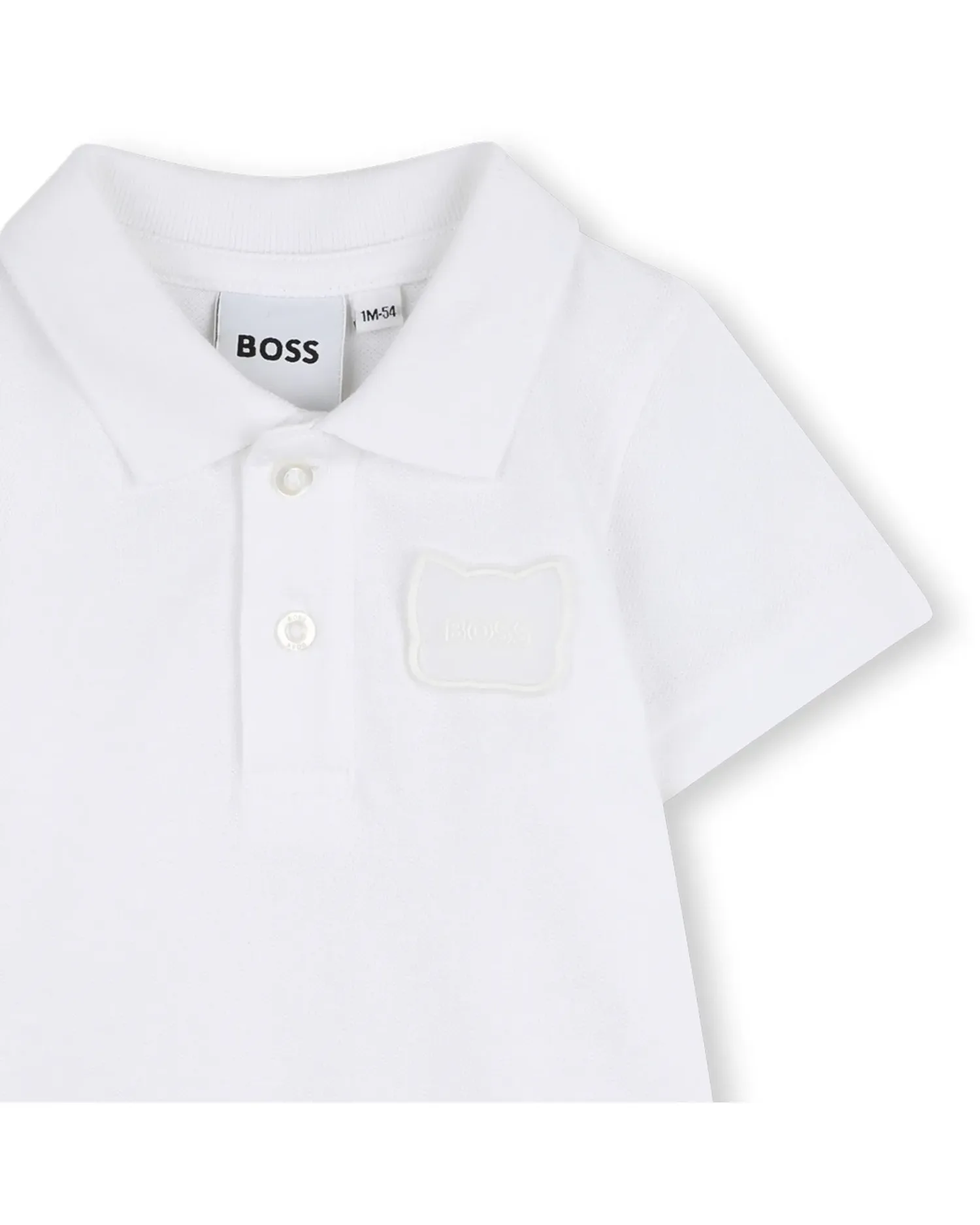 Комбинезон для мальчика с короткими рукавами, однотонный, хлопковый BOSS Kidswear, белый — фото 2