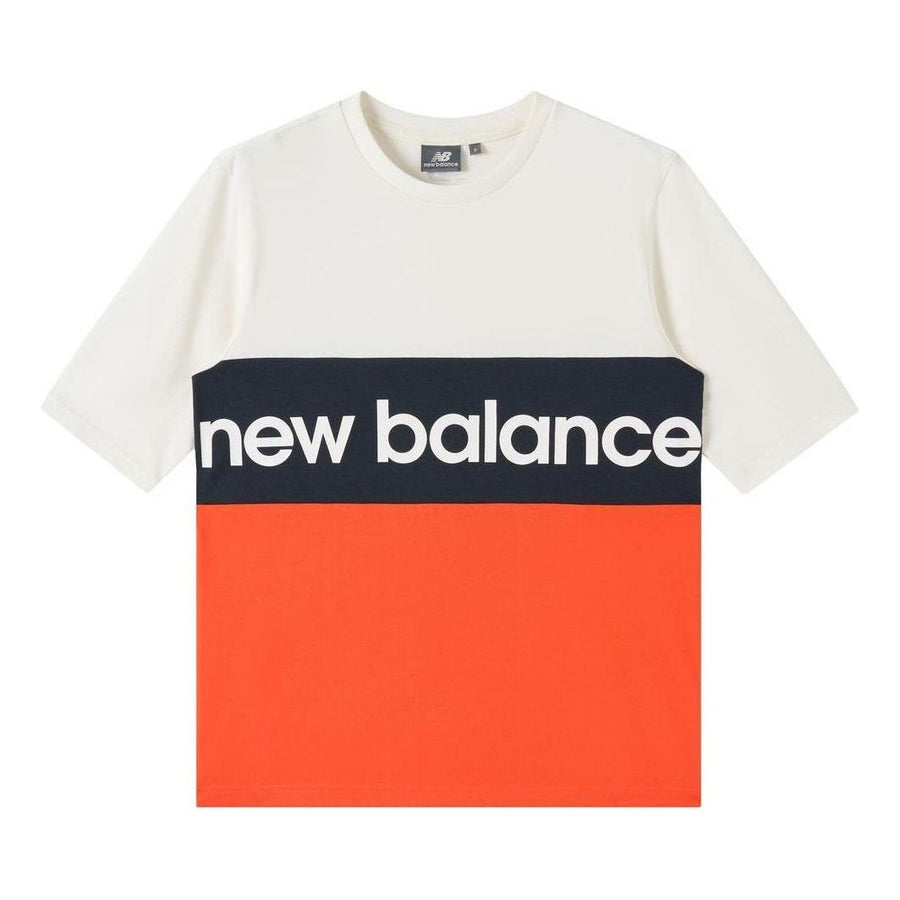 

Футболка New Balance Logo Printed Colorblock Tee 'White Orange Black', белый