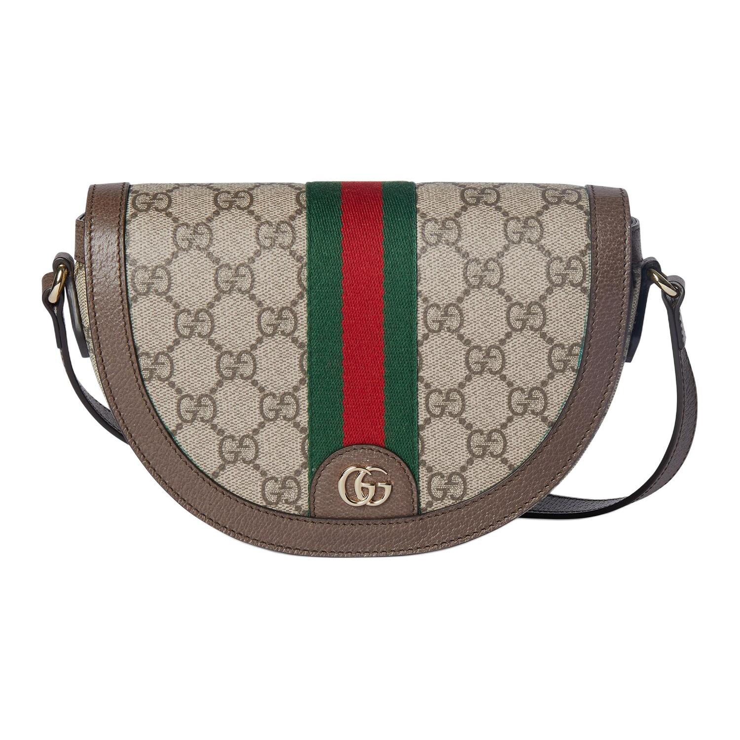 

Gucci Женская сумка через плечо Ophidia из ткани с покрытием, маленькая, бежево-коричневого цвета