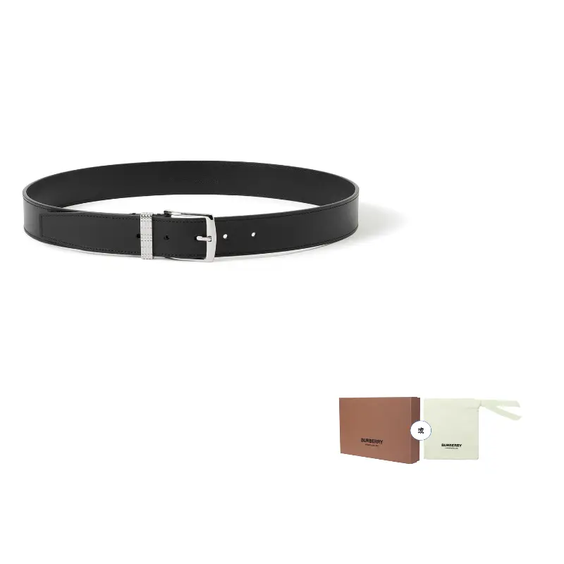 Ремень мужской кожаный Burberry Engraved-logo, черный