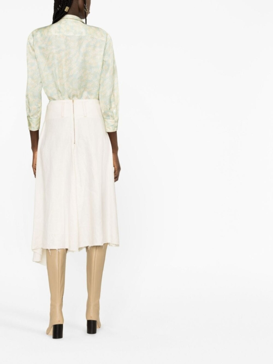 Рубашка Jil Sander Floral Print Long Sleeve, серо-зеленый — фото 4