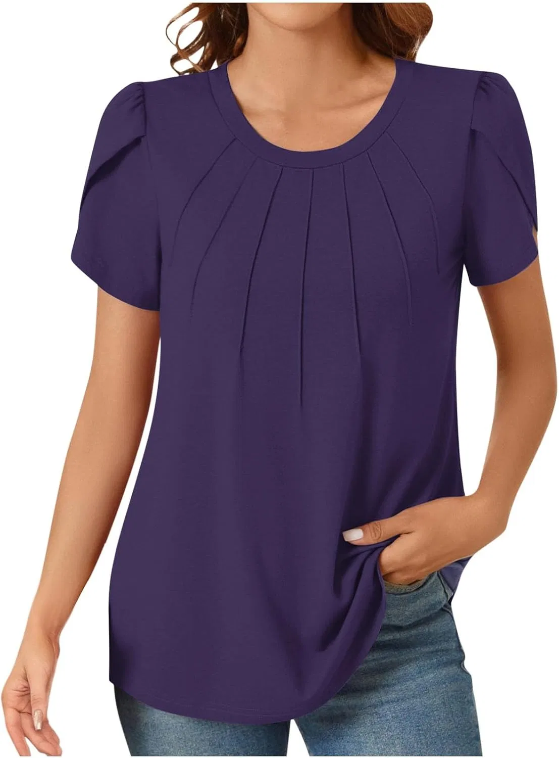 Блуза с рукавом-лепесток, женская, Casual Dressy Shirt, фиолетовый