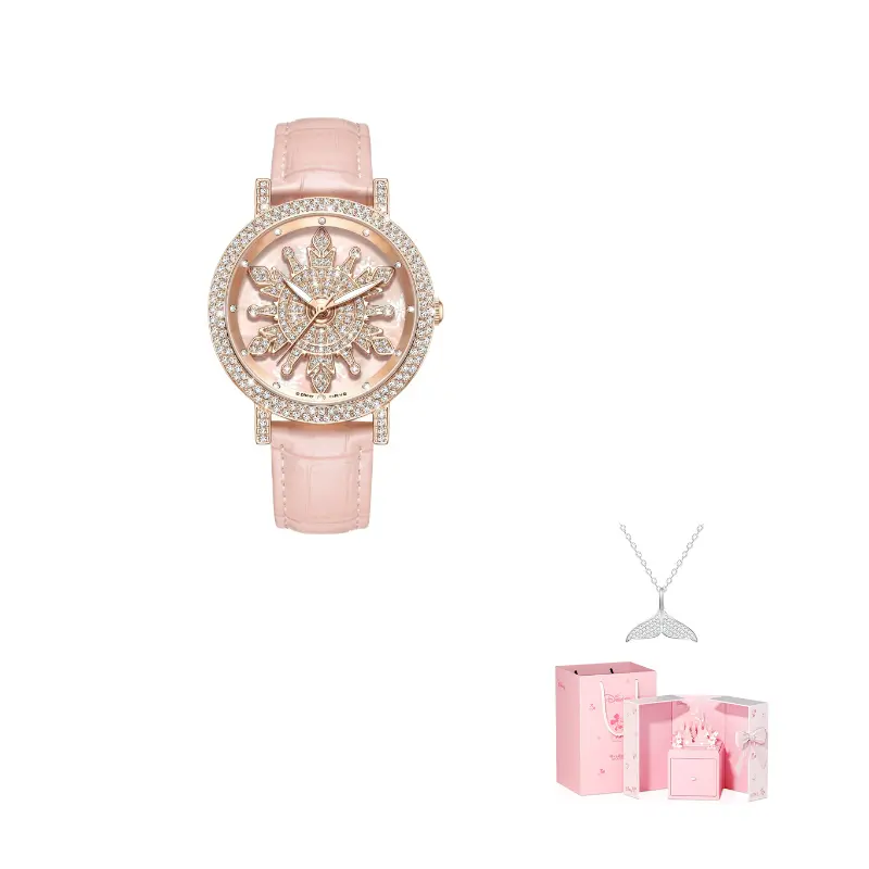 

Disney Часы Frozen Series Quartz Movement Leather Strap Watch Women's Watch Pink Watch Dial