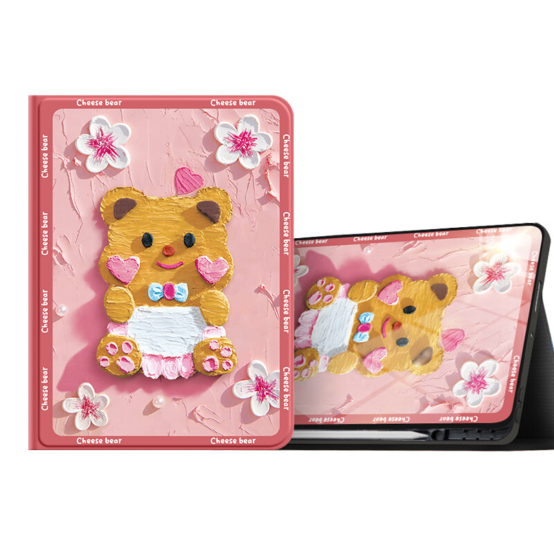 

Super Mouse Плоский защитный чехол, Petals cream bear green