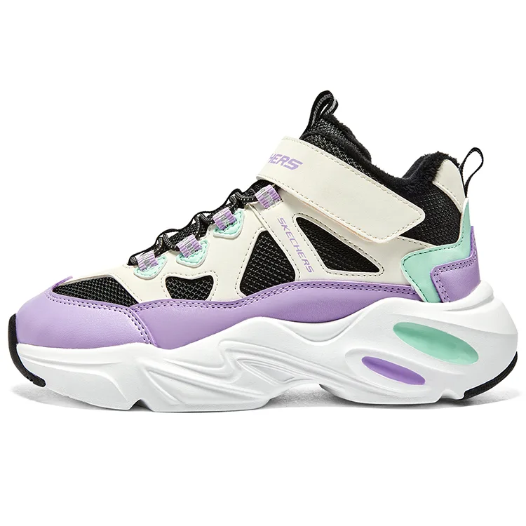 Skechers Kids Детские кроссовки для девочек mid top с противоскользящей, износостойкой и термостойкой подошвой black white purple kids'