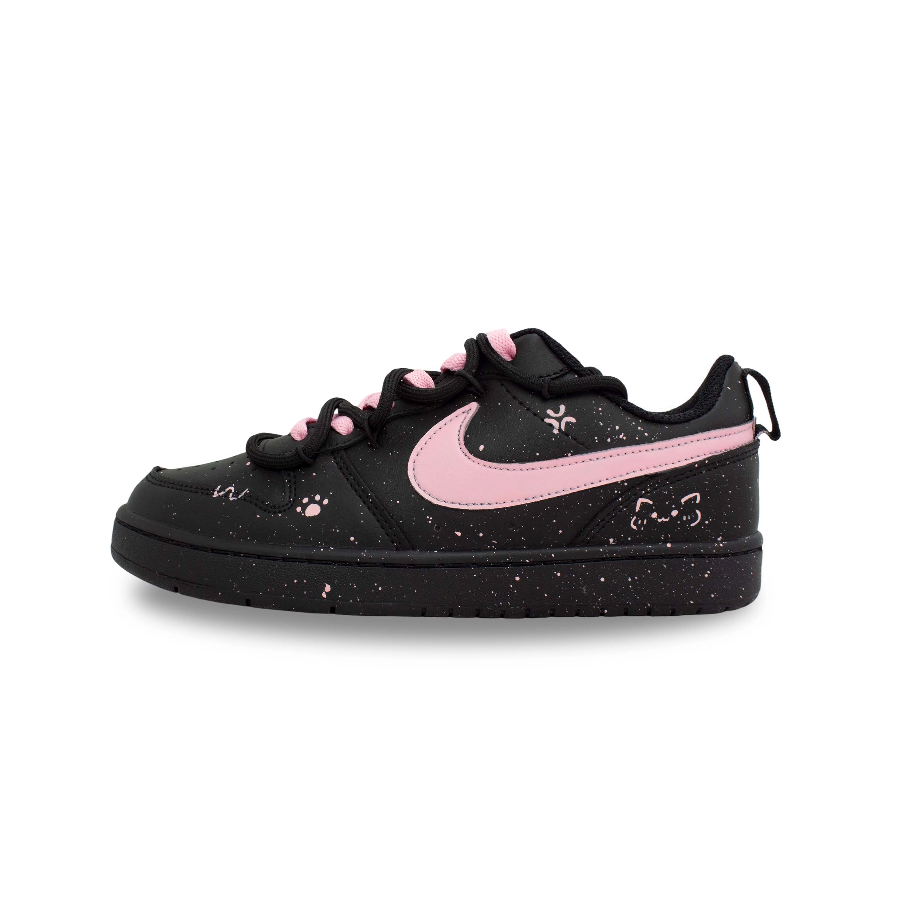 Nike Городские скейтерские кеды Court Borough в стиле urban chic с противоскользящей подошвой Cat Paw для детей, черно-розовые — фото 3