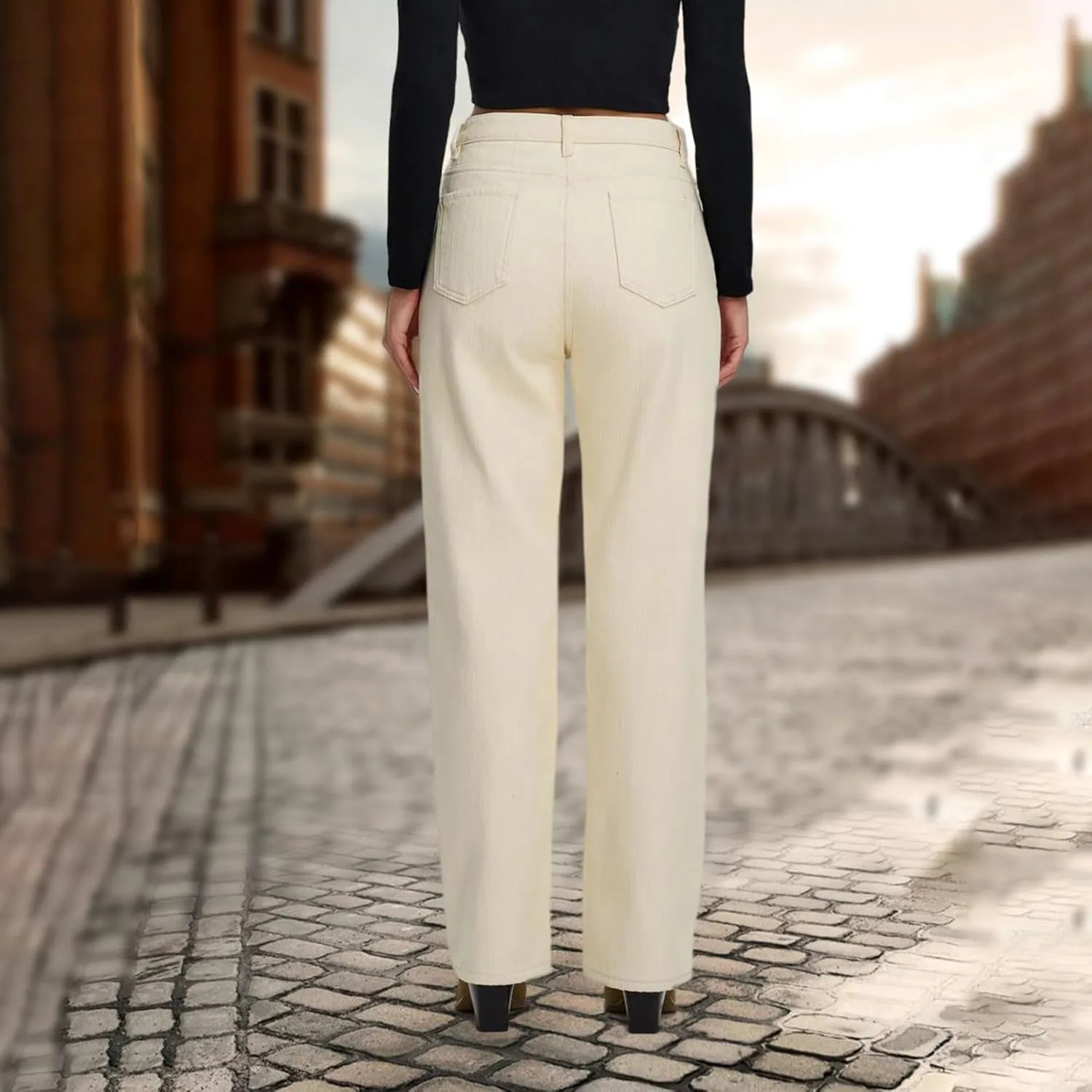 Широкие джинсы для женщин Stretch High Waisted — фото 4