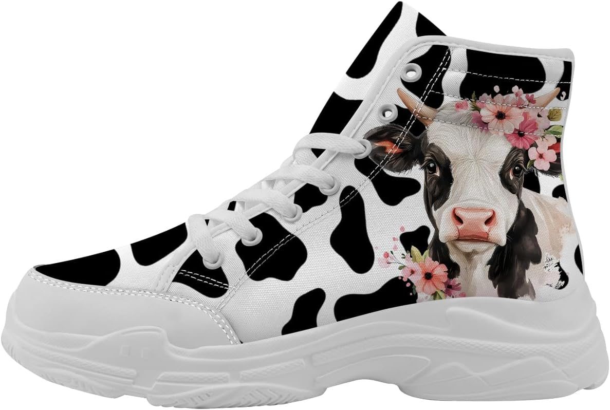 

Женские высокие кеды с цветочным принтом, белые парусиновые платформенные туфли на шнуровке, подарок для нее и для него Generic