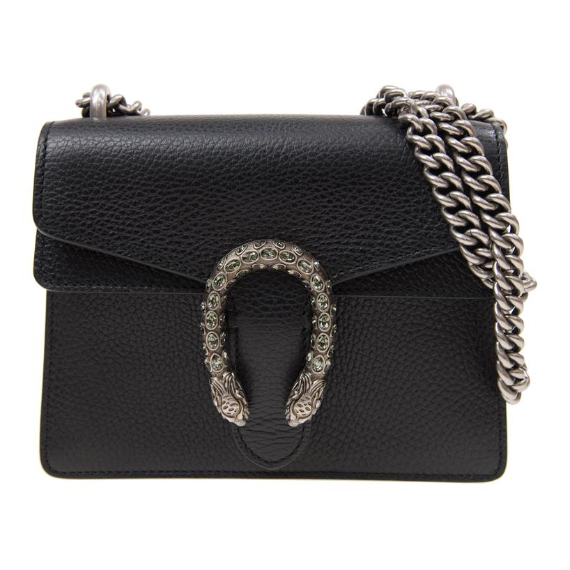 

Кожаная сумка Dionysus Bacchus с цепью через плечо кроссбодди женская черная GUCCI