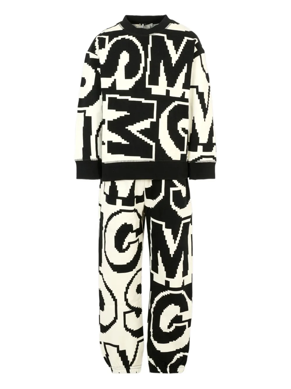 

Хлопковый спортивный костюм с буквенным принтом Stella McCartney Kids, черный