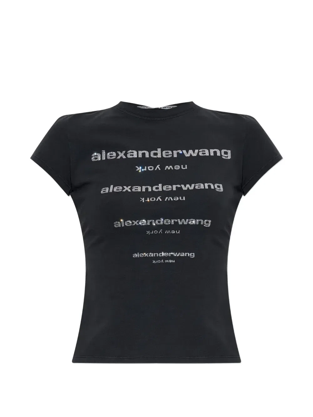 Футболка, декорированная кристаллами Alexander Wang, черный