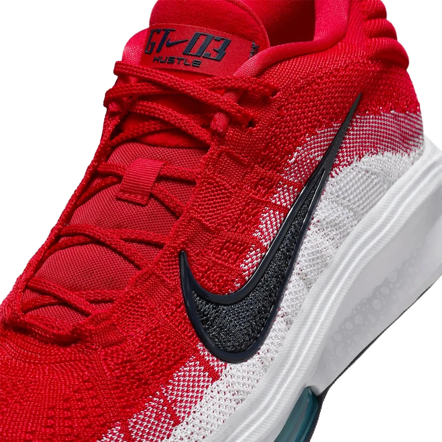 Мужские кроссовки Nike GT Hustle 3 на шнуровке, белый/красный/синий — фото 2