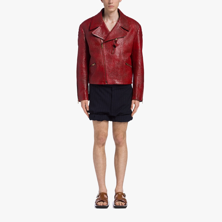 

Кожаная куртка мужская красная Prada, красный