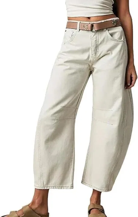 Джинсы с принтом Y2k, Womens Baggy Barrel, белый