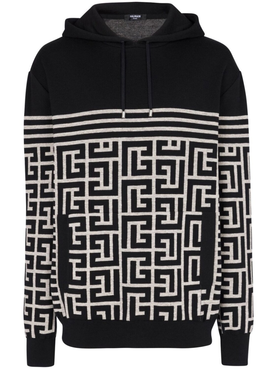 

Balmain PB monogram knitted hoodie, черный