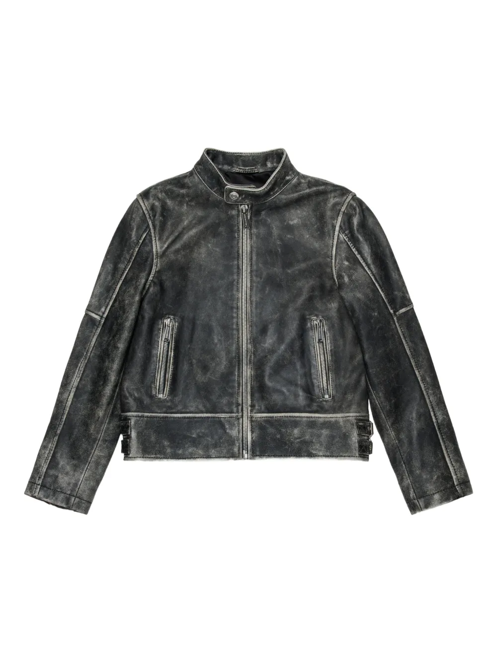 Куртка из состаренной кожи Dsquared2 Kids, черный