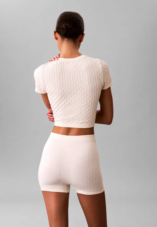 Бесшовная пижамная футболка с эмблемой Calvin Klein, Ivory — фото 3
