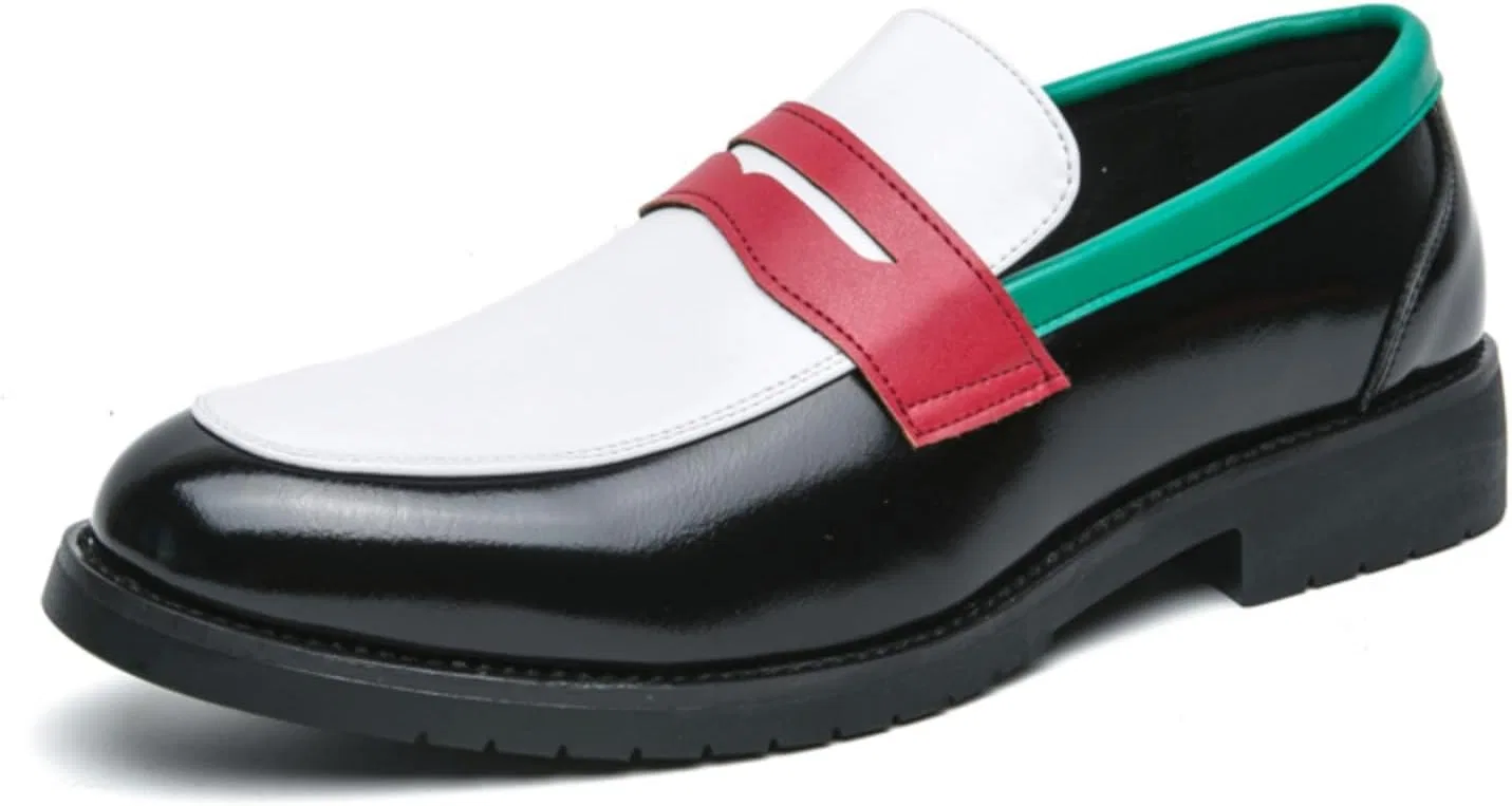 Лоферы мужские, контрастная отделка, Slip-on, Black/White Kpdwfms