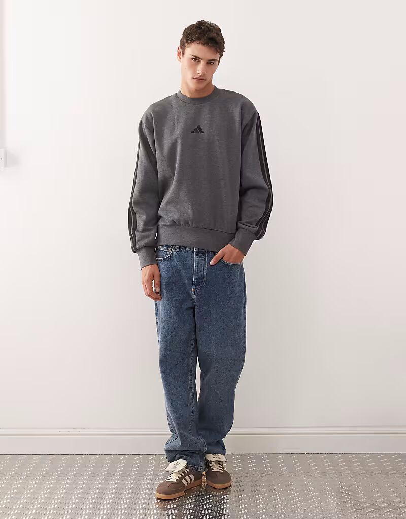 Флисовая толстовка adidas Sportswear Three Stripe серого цвета Adidas Originals — фото 2