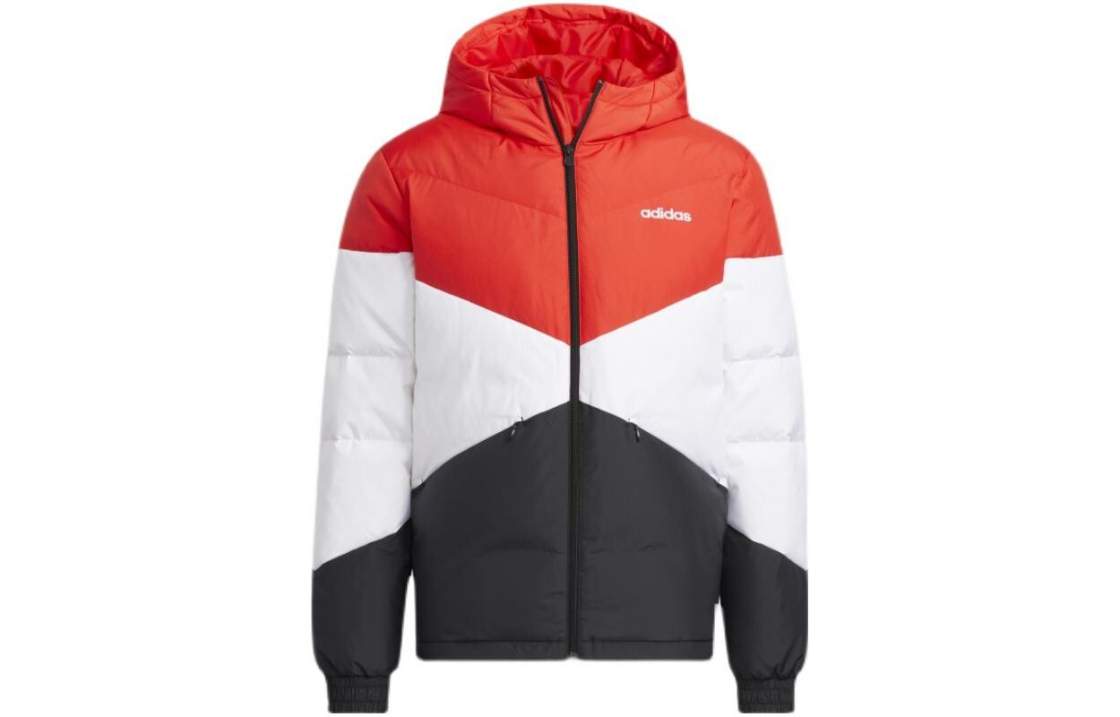 

Пуховик мужской ярко-красный и белый Adidas, красный/белый