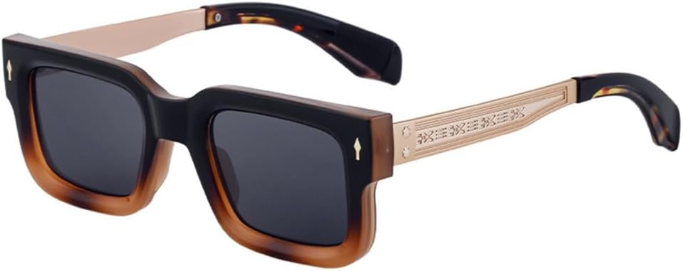 

MUTYNE Классические роскошные квадратные солнцезащитные очки для женщин и мужчин, винтажные солнцезащитные очки в стиле стимпанк, маленькая оправа, очки для вождения, Black Leopard Black