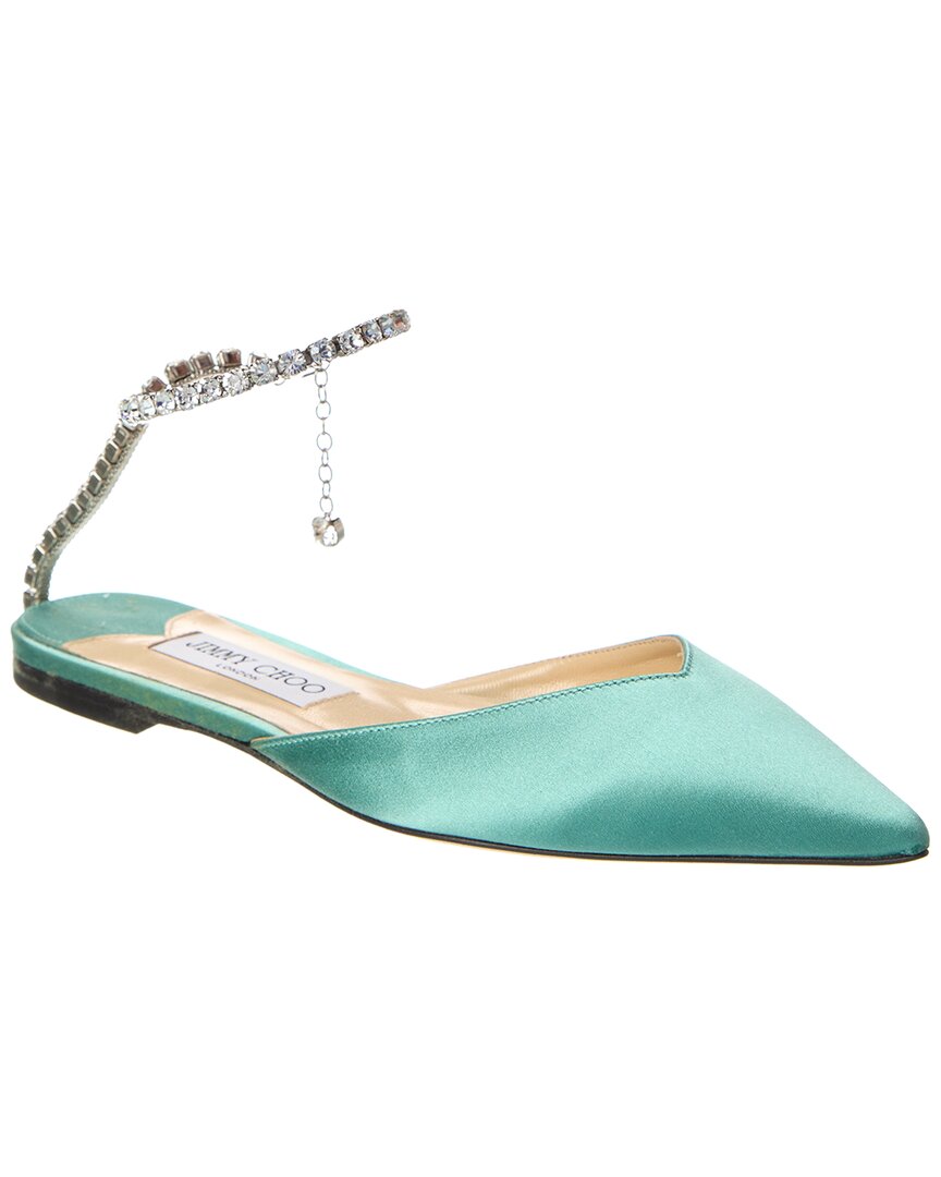 Сатиновые туфли Jimmy Choo Saeda Flat, зеленый