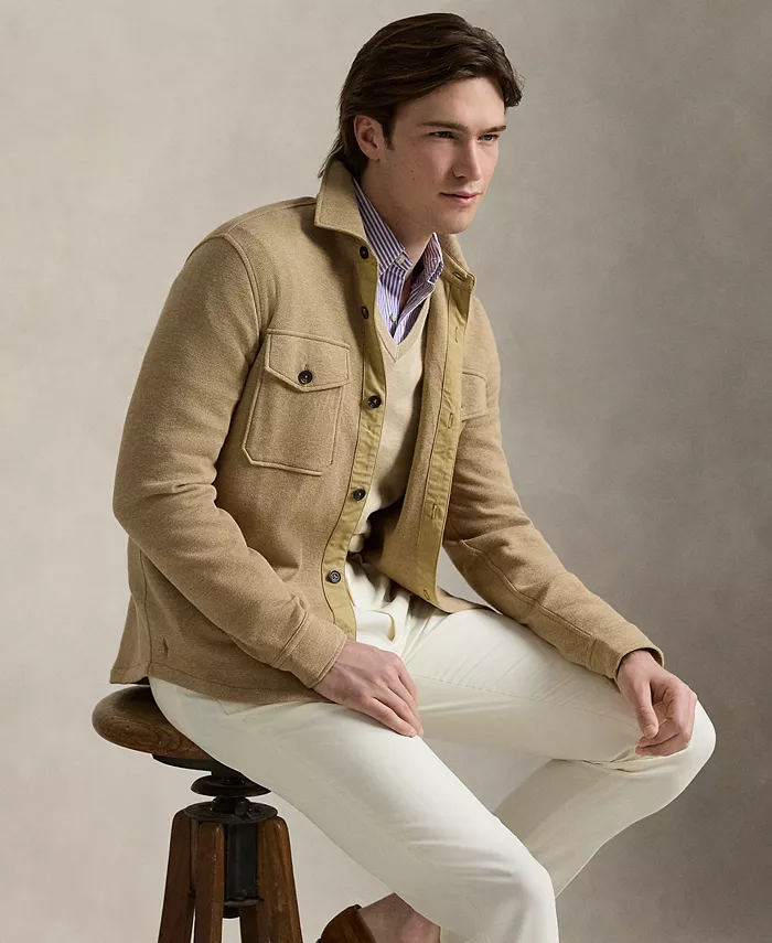 

Мужская двойная трикотажная рубашка-куртка с сеткой Polo Ralph Lauren, коричневый