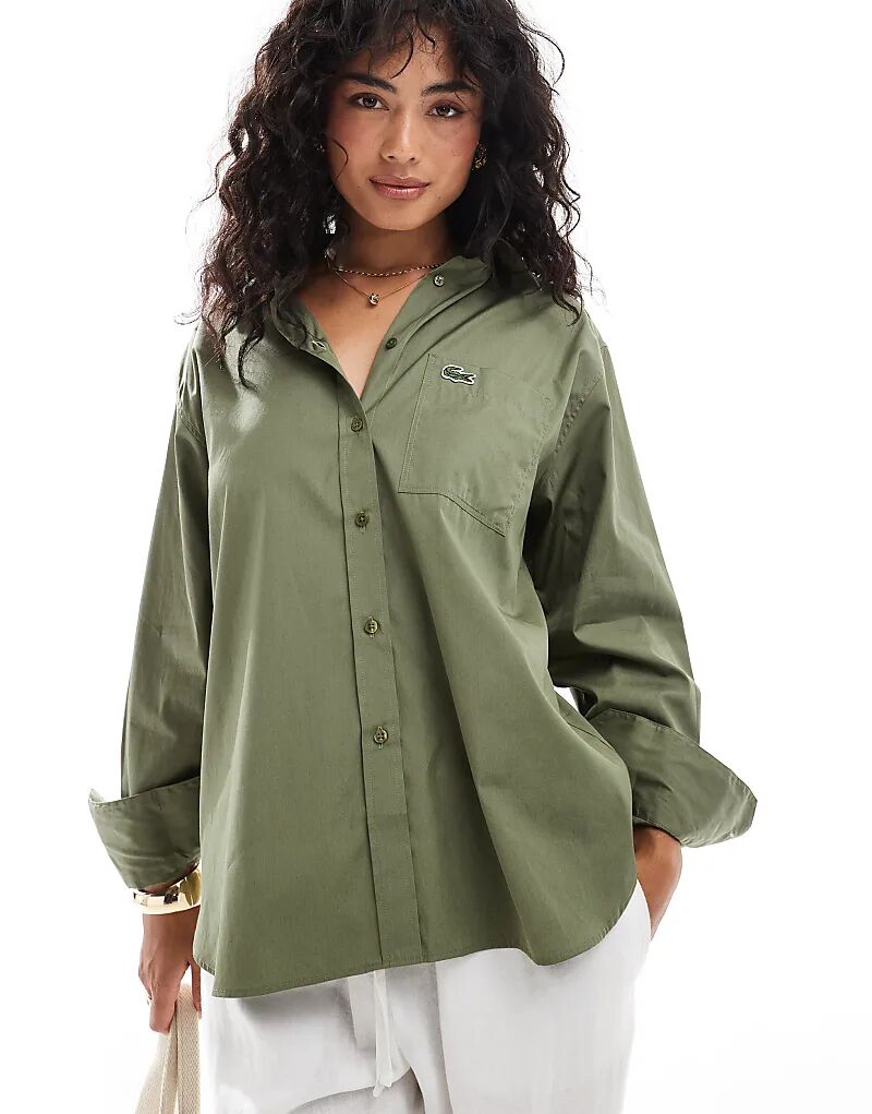 

Рубашка с длинным рукавом цвета хаки Lacoste