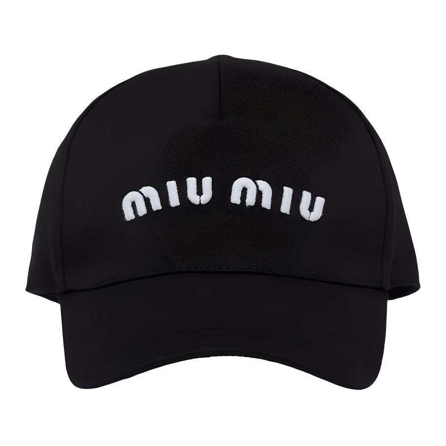 

MIU MIU Бейсболка с вышитым логотипом, Black