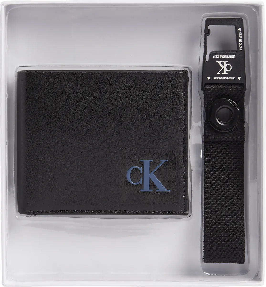 

Кошелек Calvin Klein Jeans "BIFOLD W/COIN+CARABINER KEYFOB", красивый подарочный набор с кольцом для ключей, кошелек, кожаный кошелек, черный