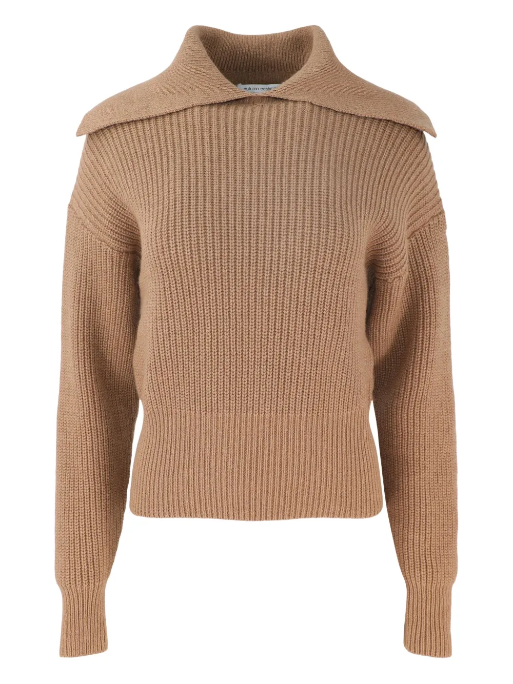 

Ребристый свитер с отложным воротником Autumn Cashmere, коричневый