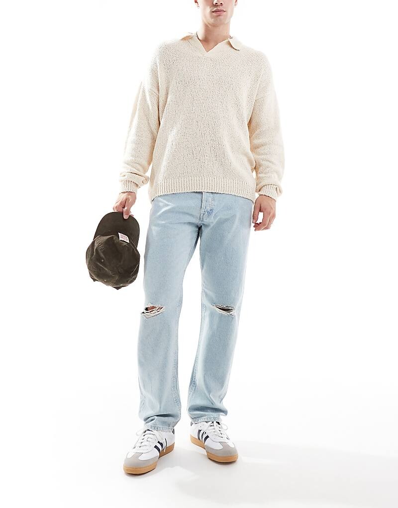 

Голубые рваные джинсы прямого кроя Jack & Jones Chris