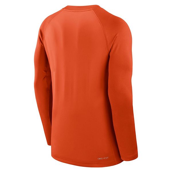 Мужская оранжевая футболка Clemson Tigers Dugout Game Time Raglan Dri-FIT с длинным рукавом Nike — фото 4