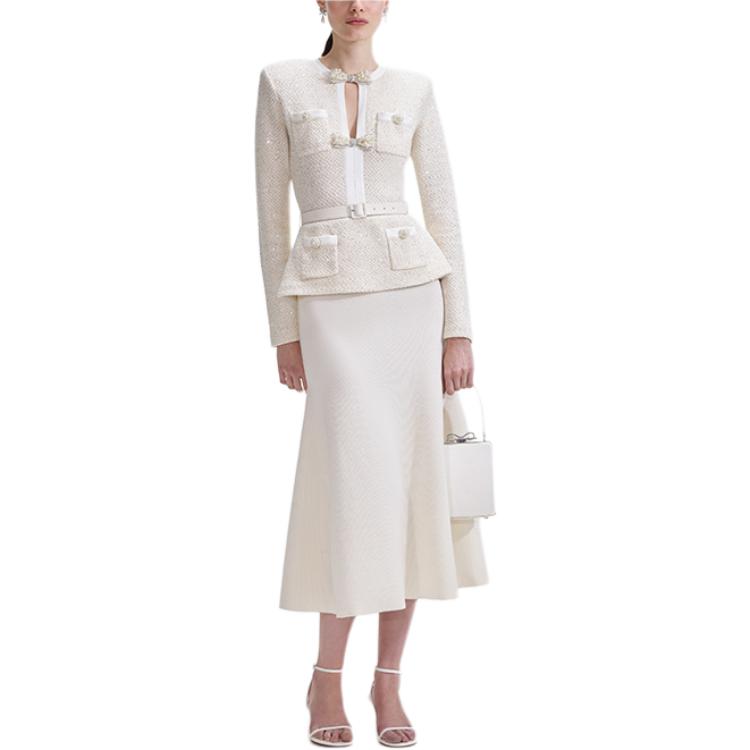 

Self-portrait Женское платье с длинным рукавом цвета слоновой кости Self portrait