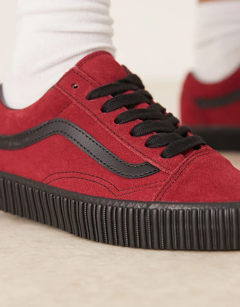 Кроссовки Vans Old Skool Creeper бордового и красного цветов — фото 3