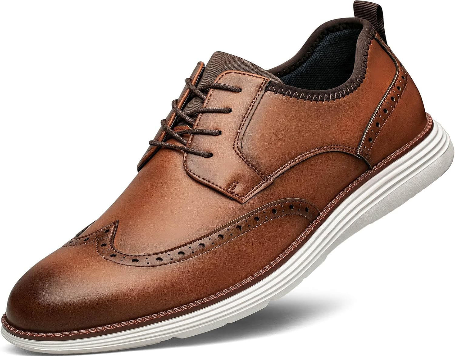 

Мужские удобные повседневные кроссовки для платьев, туфли-оксфорды с крыльями, Комфортные при длительном стоянии, для долгих прогулок, подходят ко всем стилям: костюм, джинсы, офис, отдых, деловые поездки Adnase, Wingtip Brown