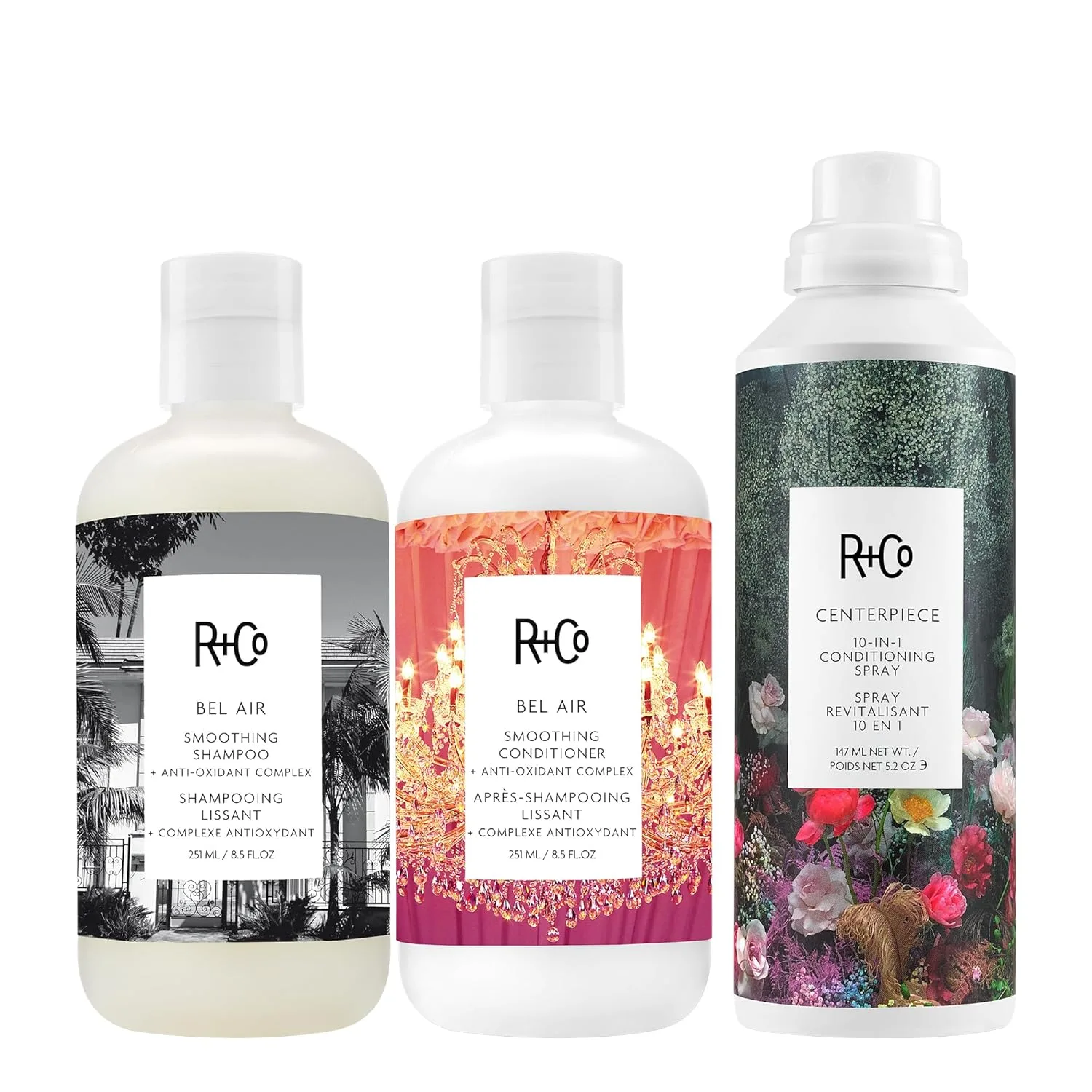R+Co Bel Air Smoothing Shampoo - антиоксидантный комплекс для гладких волос без пушистости для всех типов волос - защита от ультрафиолета, блеск и увлажнение - без сульфатов, веганский и cruelty-free