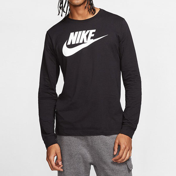 Футболка sportswear futura icon logo printed casual collar long sleeved male black Nike, черный — фото 3