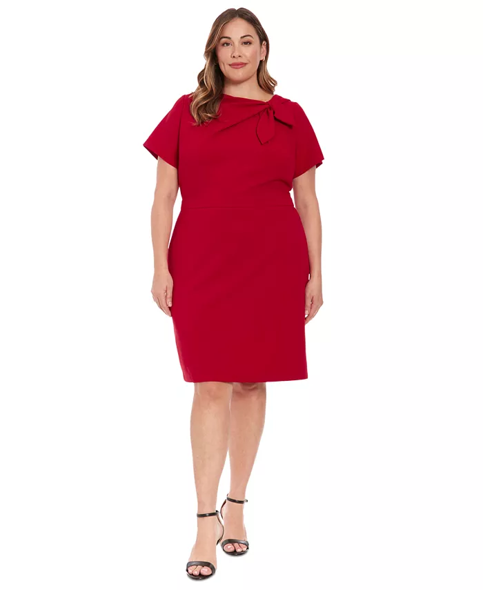 

Платье-футляр с бантом на шее Plus Size London Times, красный