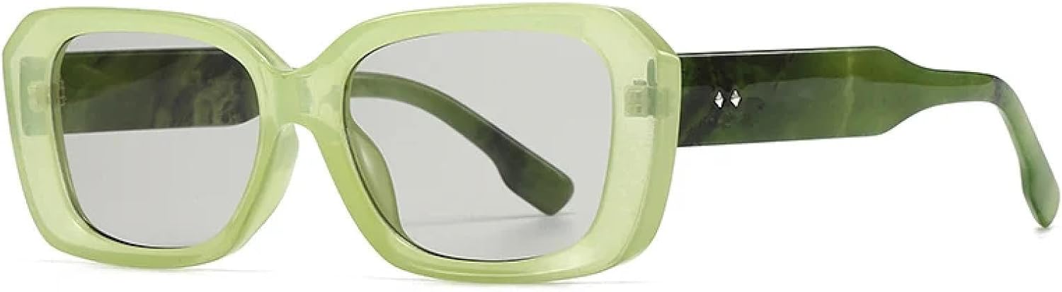 

Модные солнцезащитные очки Polygon для женщин в стиле ретро, ​​конфетные цвета, прозрачный градиент, защита от УФ-излучения UV400; мужские солнцезащитные очки с заклепками TVTBBVV, Green Light Gray