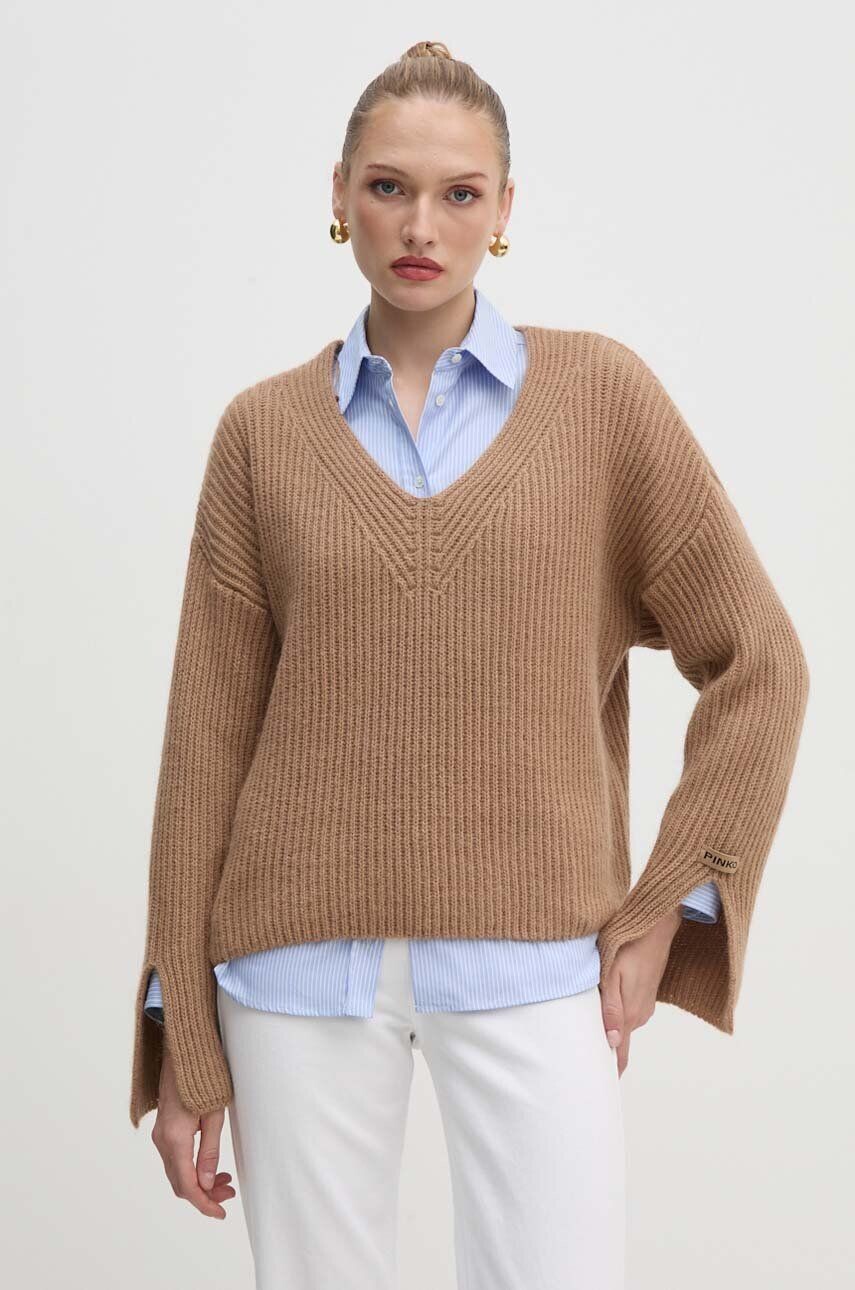 

Свитер Pinko из смесовой шерсти, коричневый