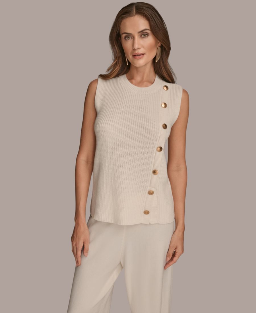 

Женский свитер без рукавов с круглым вырезом Donna Karan New York, Cream