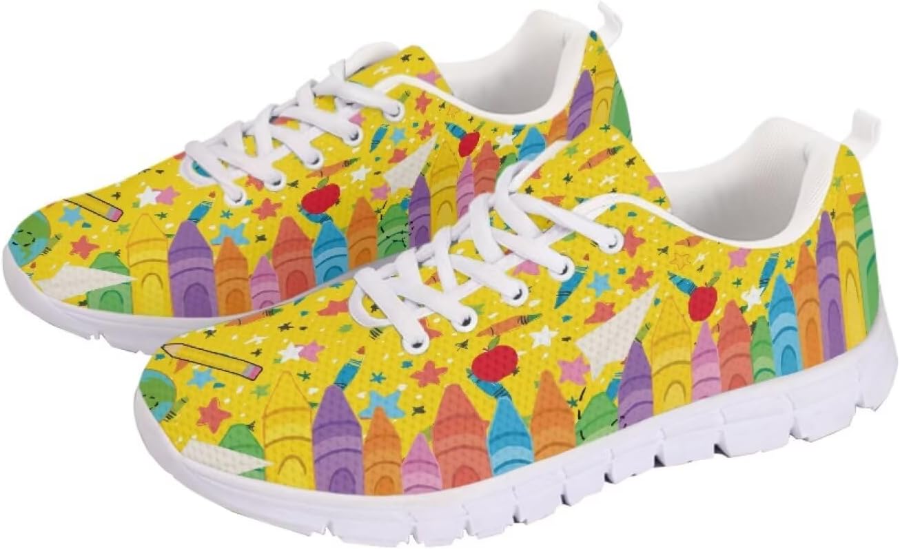 

Кроссовки GETELINSENG Унисекс для бега, легкая спортивная обувь с сеткой, шнуровкой, для тенниса и прогулок, Star Crayons