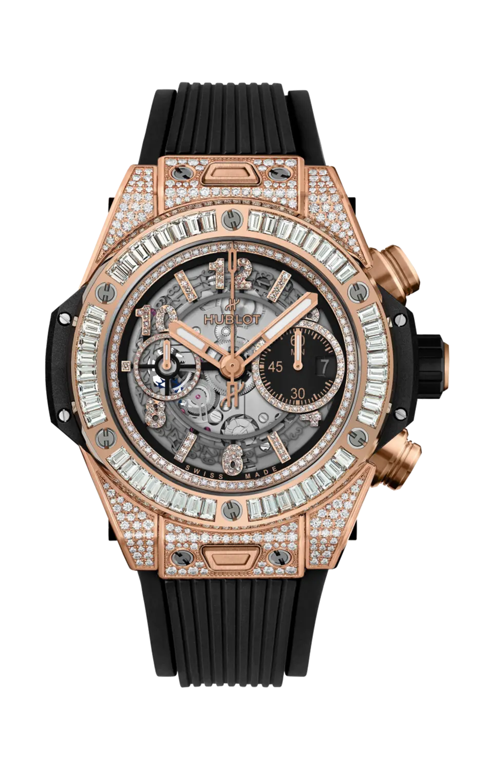 

Часы Hublot Unico king gold jewellery 44 мм