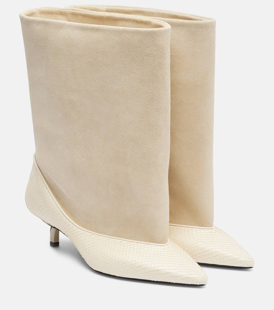 Турни кожаные и замшевые ботинки на щиколотку Jacquemus, Light Ivory