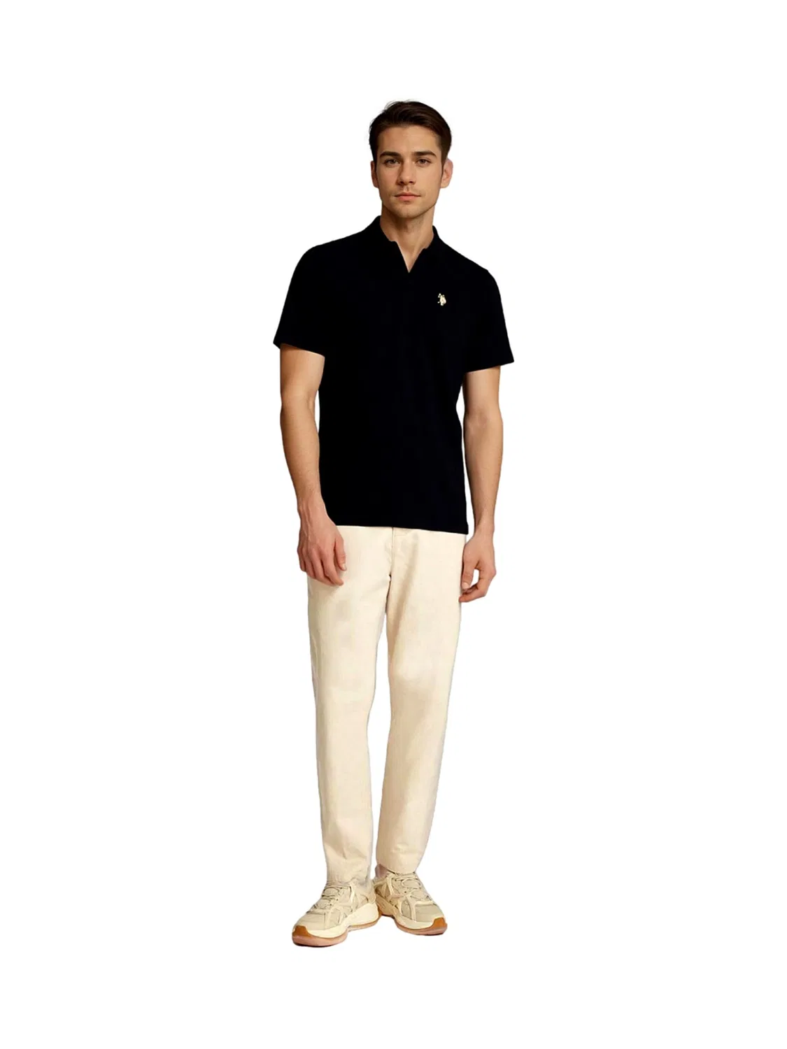 Футболка U.S. POLO ASSN. Knopflos черного цвета — фото 4