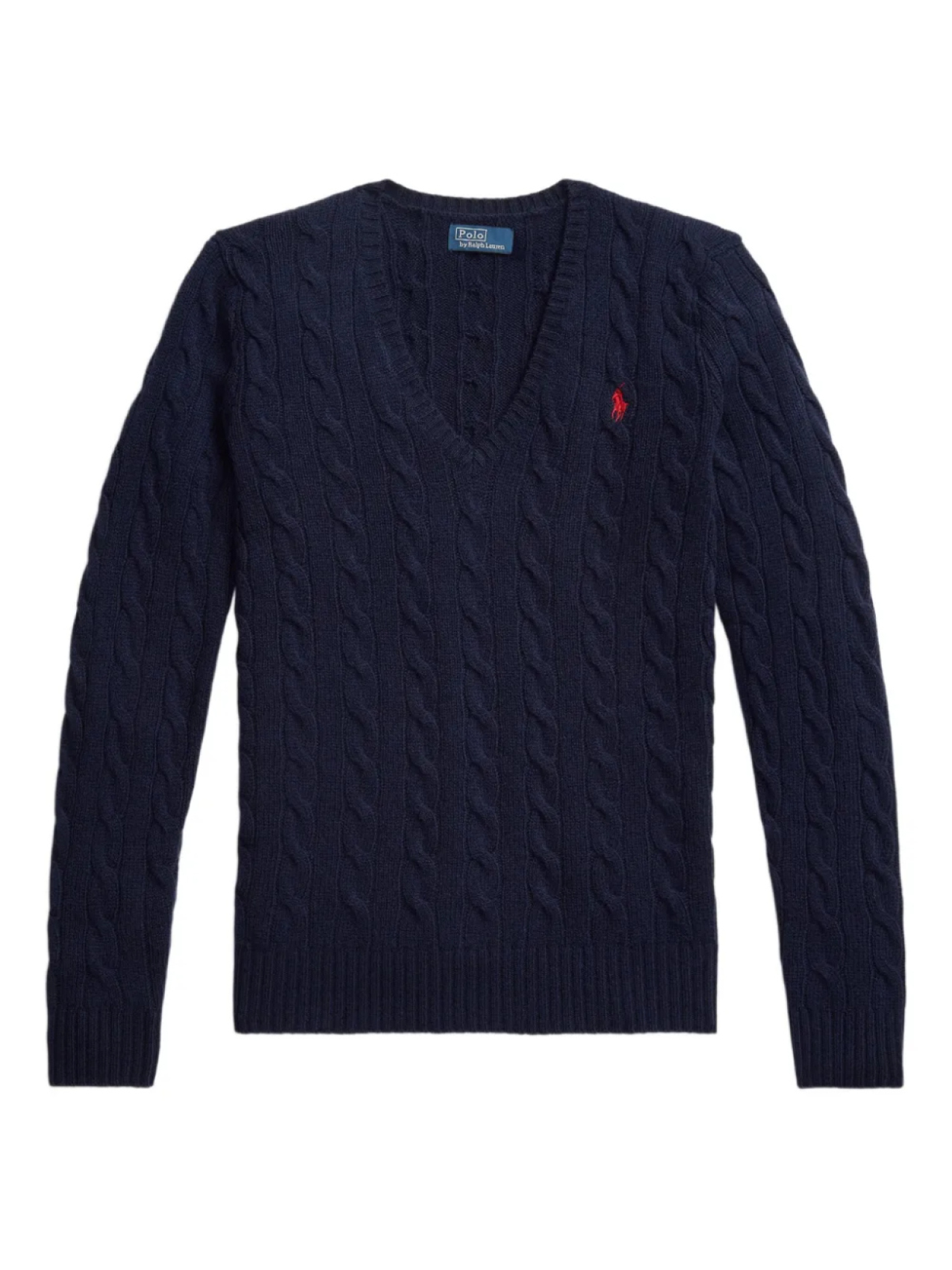 

Свитер Polo Ralph Lauren с V-образным вырезом и косой вязкой, синий